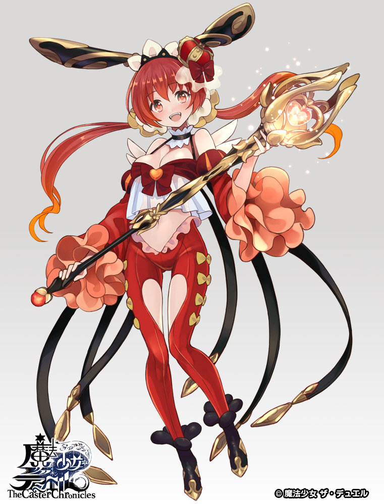 1girl, :d, animal_ears, bare_shoulders, black_boots, blush, boots, bow