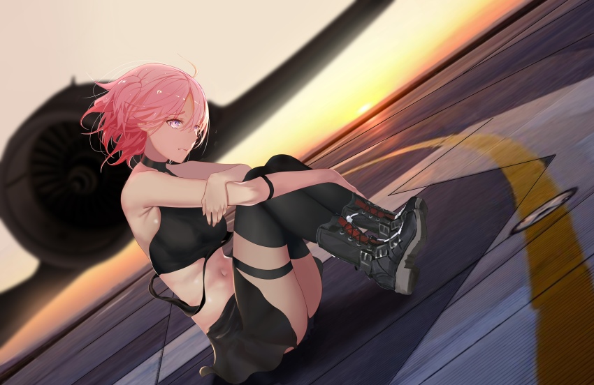 1girl, absurdres, aircraft, airplane, ass, black_skirt, black_thighhighs, board_game