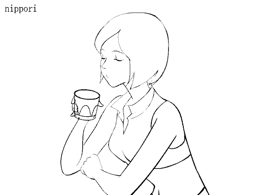 animated, animated_gif, cup, drinking_glass, greyscale, laughing, meiko_(vocaloid), mizukiyo_jiro, monochrome, nippori_honsha, solo, stretching, vocaloid