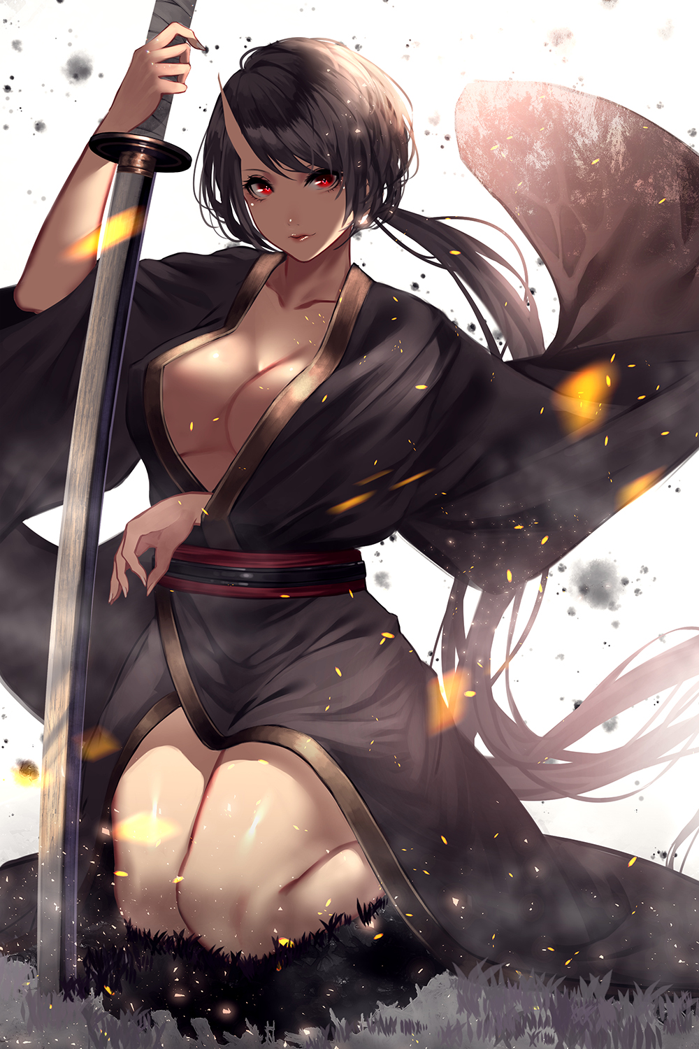 1girl, absurdly_long_hair, arm_up, backlighting, bad_id, bad_pixiv_id, bare_legs, black_hair