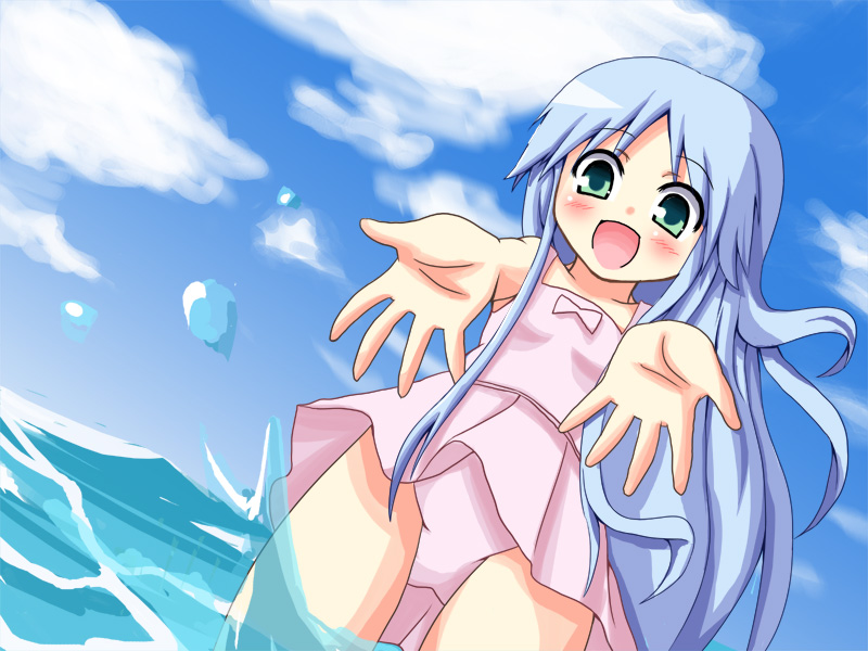 00s, bad_id, bad_pixiv_id, blue_hair, casual_one-piece_swimsuit, darkside, darkside_(pixiv98115), green_eyes