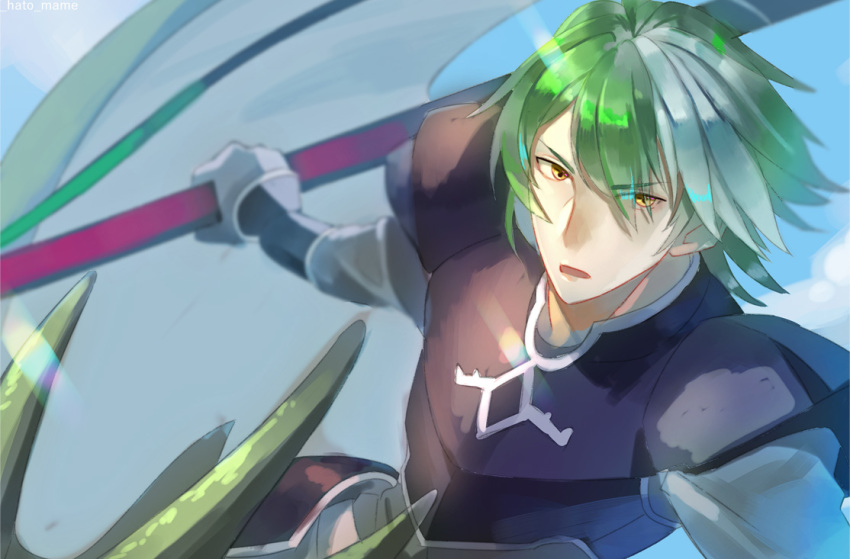 1boy, armor, bad_id, bad_pixiv_id, fire_emblem, fire_emblem:_the_blazing_blade, gloves, green_hair