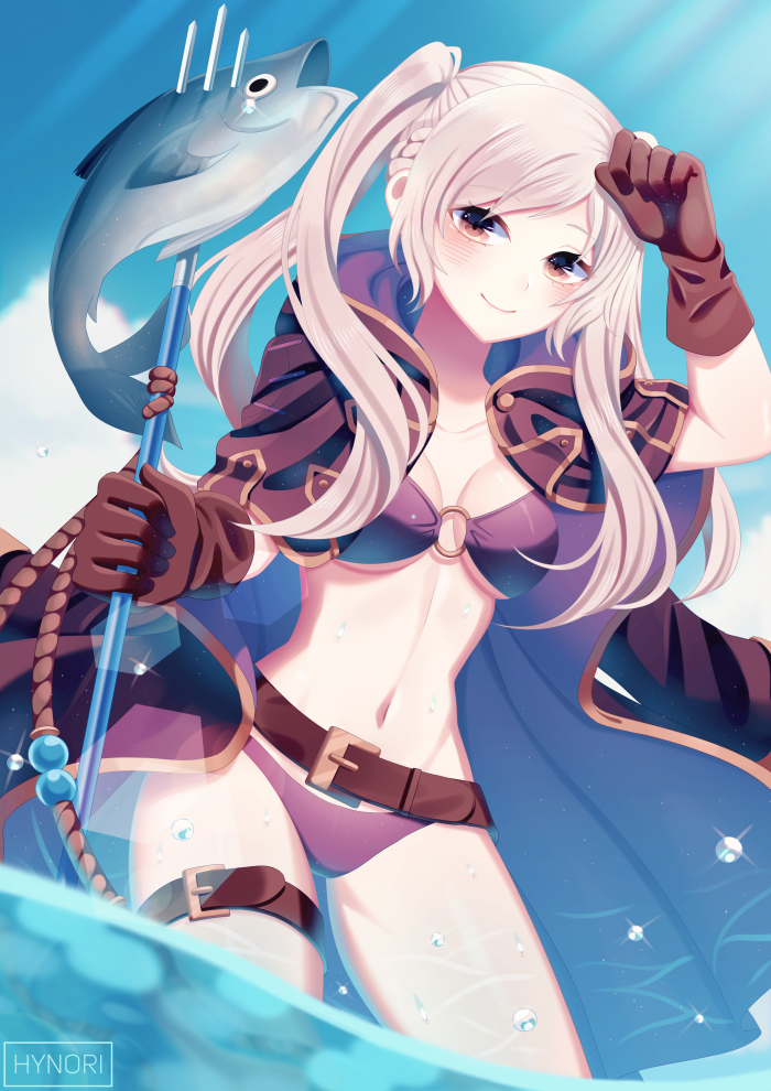 1girl, belt, belt_skirt, bikini, blush, breasts, female_focus, female_robin_(fire_emblem)