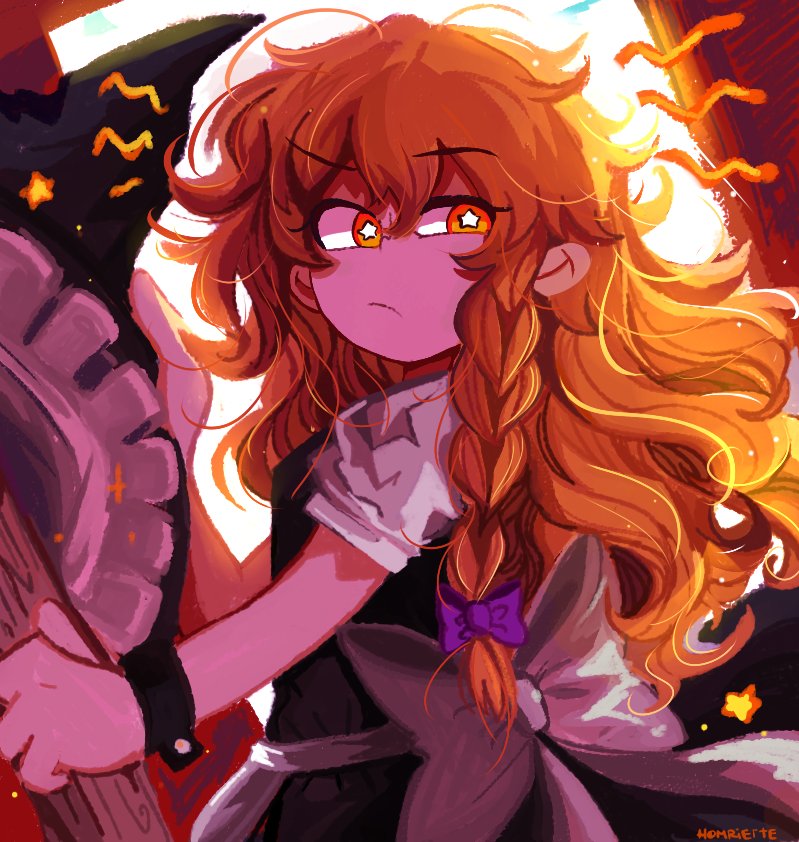 +_+, 1girl, :/, apron, blonde_hair, cocked_eyebrow, dress, female_focus