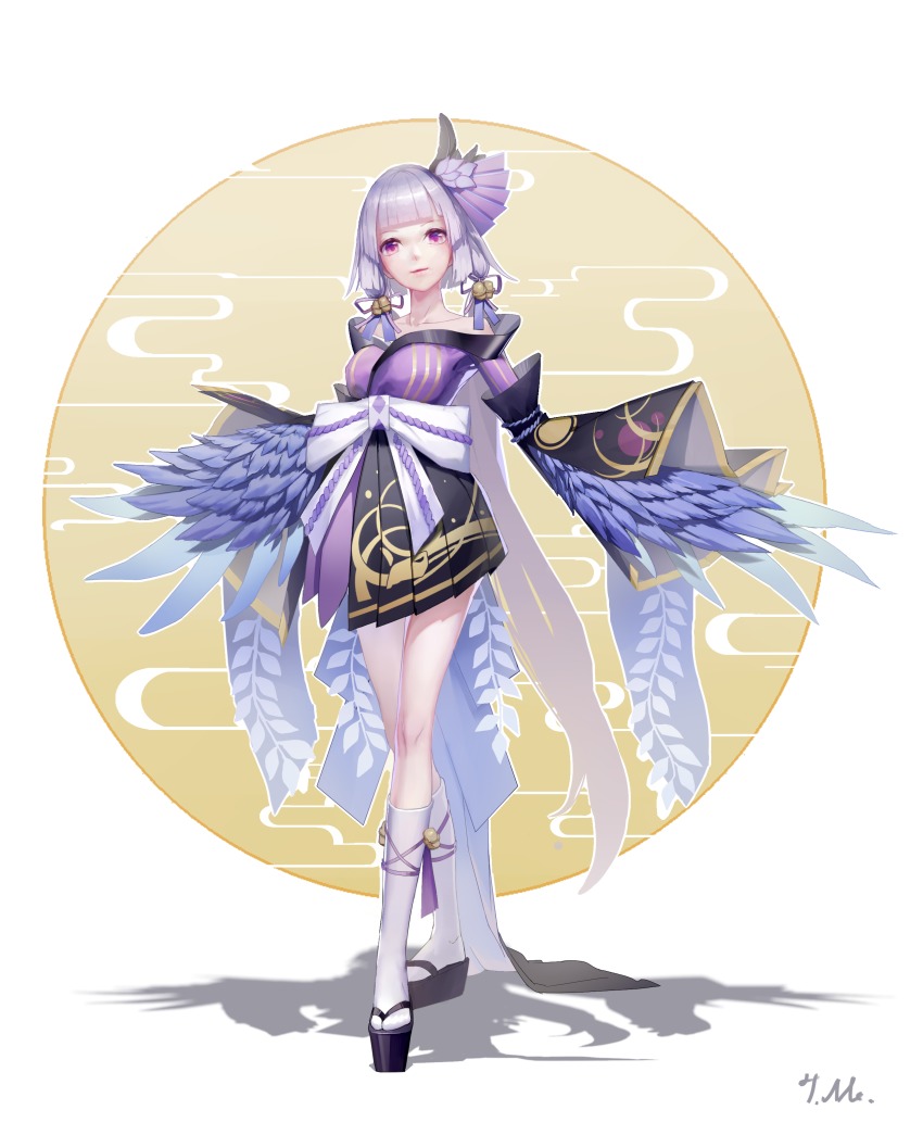 1girl, absurdres, bell, breasts, canzhajiang, cleavage, clogs, crossed_legs