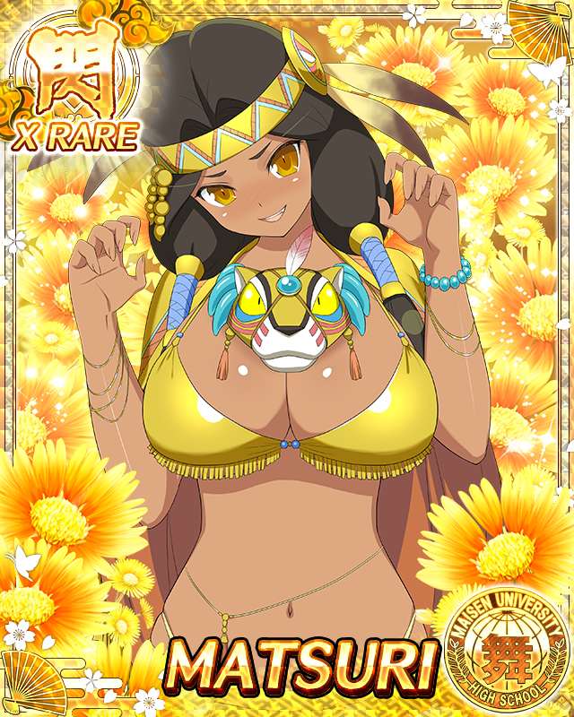 10s, 1girl, bikini, black_hair, bracelet, breasts, card_(medium), character_name