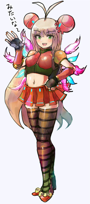 1girl, adapted_costume, ahoge, blush, breasts, brown_hair, byte_(grunty-hag1), double_bun