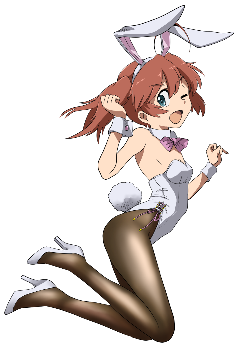 10s, 1girl, ahoge, animal_ears, arched_back, bow, bowtie, brown_hair