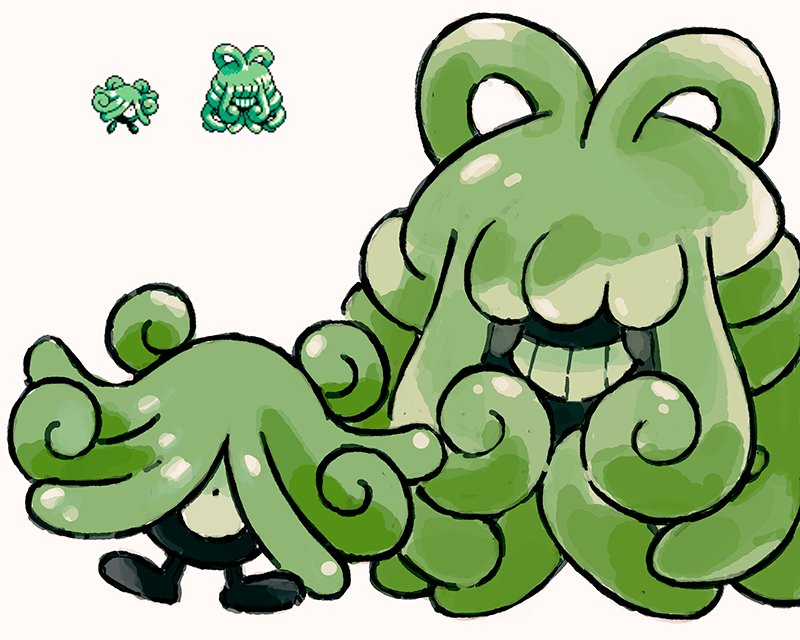 cozroid, full_body, gen_2_pokemon, grin, jaranra, monja, nintendo, no_humans, one-eyed, pokemon, pokemon_(creature), pokemon_gold/silver/crystal, pokemon_gold/silver/crystal_(prototype), prototype_design, simple_background, smile, teeth, white_background