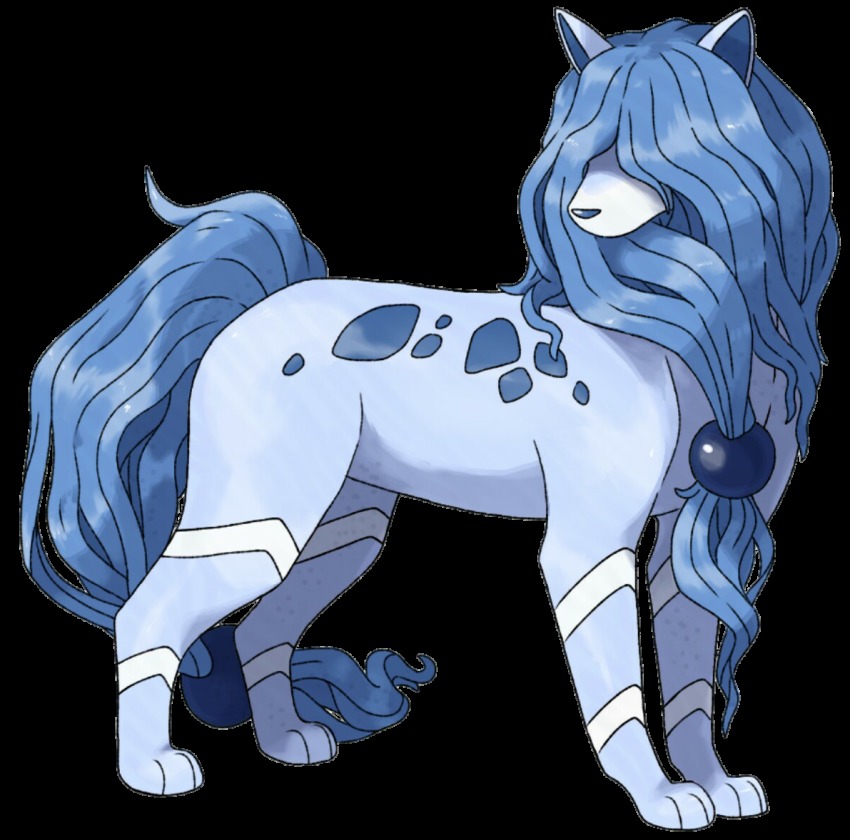 blue_hair, commentary, creature, english_commentary, etherealhaze, from_side, full_body, gen_2_pokemon