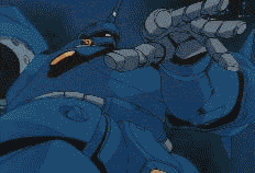1980s_(style), animated, animated_gif, anime_screenshot, colony_interior, firing, gundam, gundam_0080