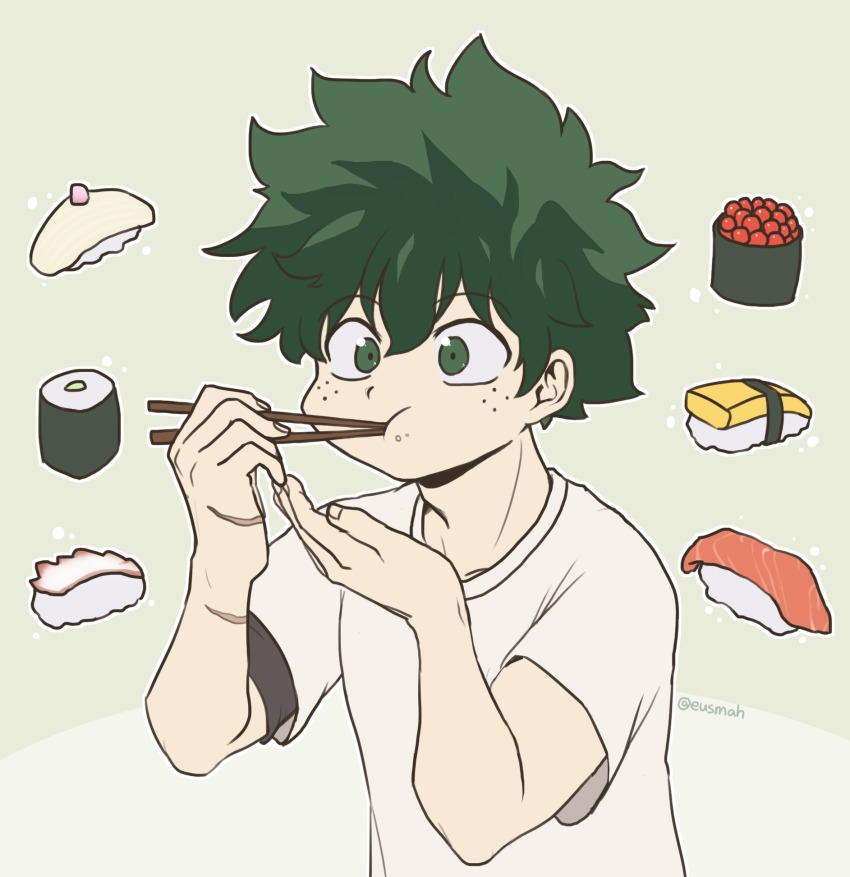 10s, 1boy, bad_id, bad_pixiv_id, boku_no_hero_academia, chopsticks, eating, fish_(food)