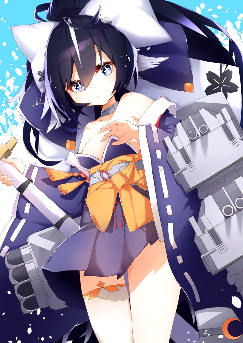 +_+, 1girl, animal_ears, azur_lane, blue_eyes, breasts, cannon, collarbone