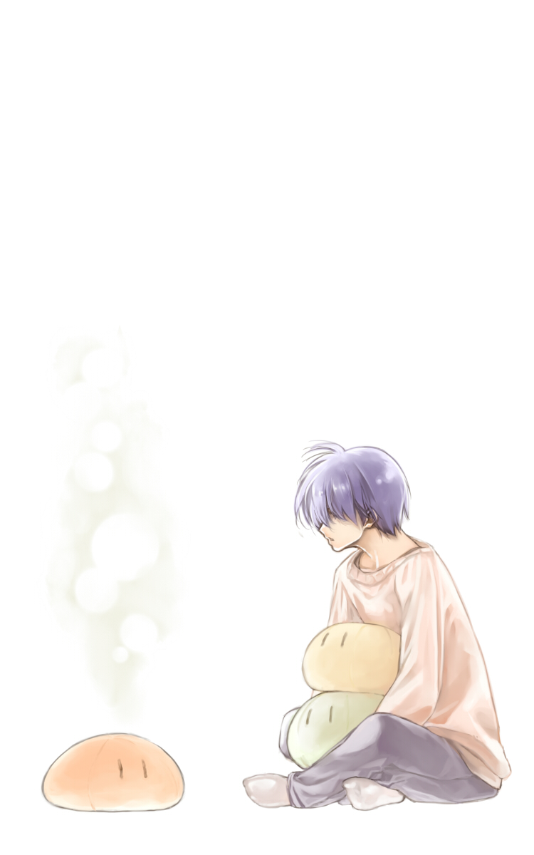 00s, 1boy, blue_hair, clannad, dango, dango_daikazoku, food, highres