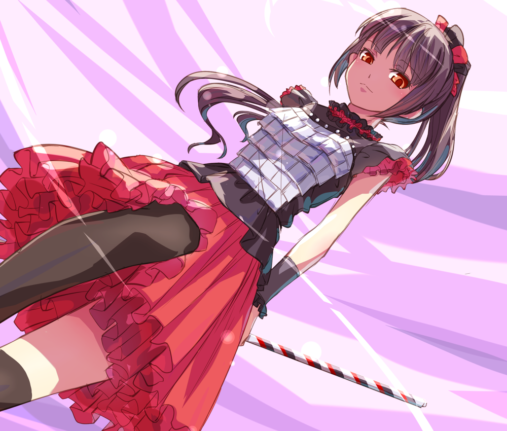 1girl, babymetal, black_thighhighs, brown_eyes, brown_hair, female_focus, haiiro_(hi_ghi_ro), long_hair