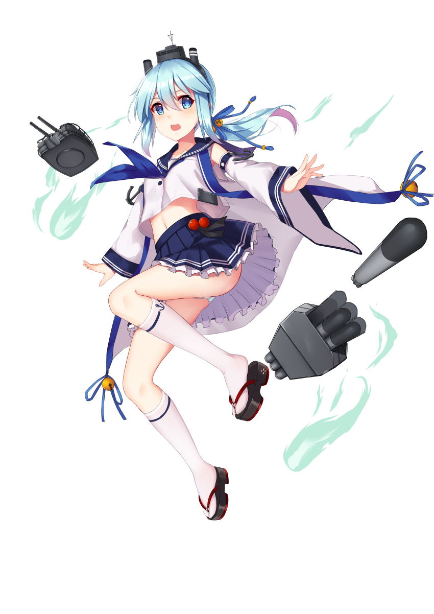1girl, absurdres, allenes, anchor, anchor_symbol, blue_eyes, blue_hair, blue_skirt