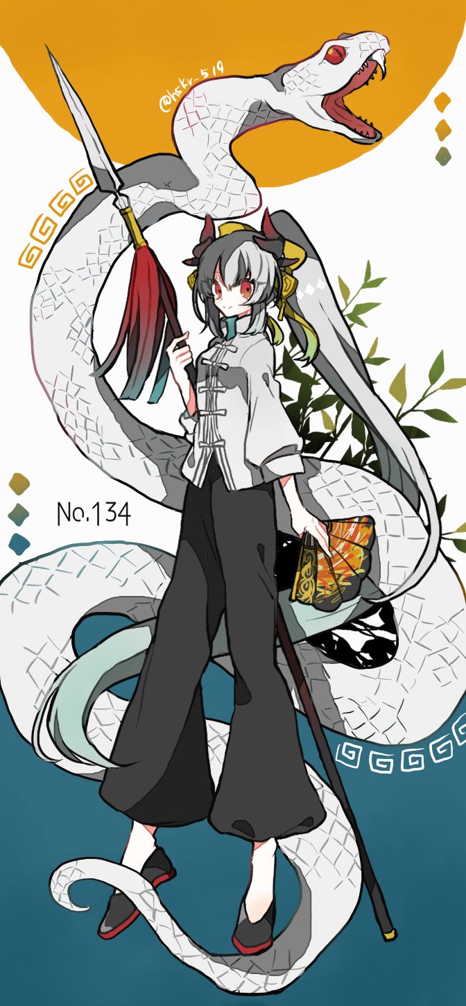 10s, 1girl, absurdly_long_hair, black_pants, black_shoes, blouse, blue_background, chinese_clothes