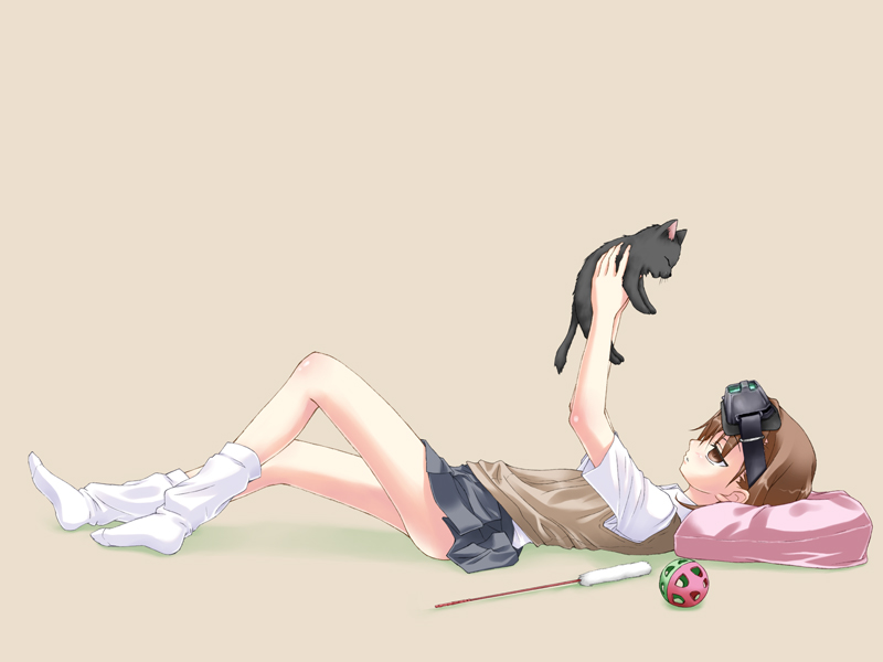 00s, 1girl, cat, feet, female_focus, head-mounted_display, holding, inu_(toaru_majutsu_no_index)