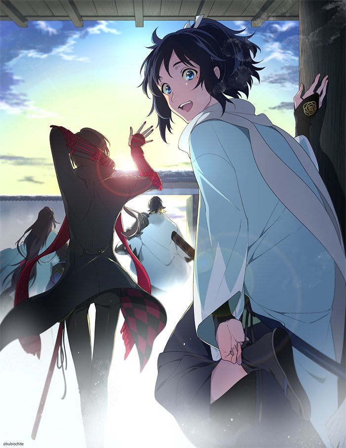 10s, 5boys, blue_eyes, blue_hair, brown_hair, dalc_rose, horikawa_kunihiro, izumi-no-kami_kanesada