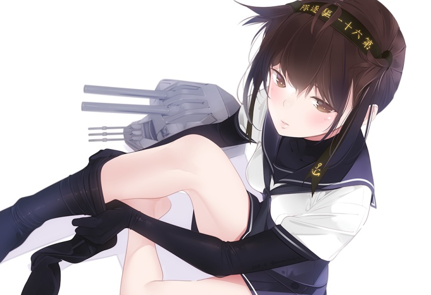 1girl, ama_mitsuki, anchor_symbol, black_bodysuit, black_gloves, black_pantyhose, black_skirt, blush