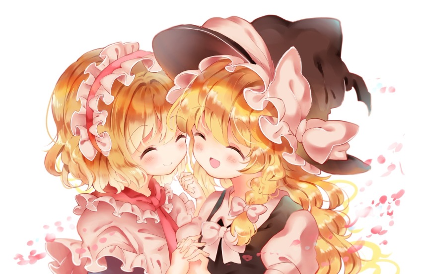 2girls, ^_^, alice_margatroid, bad_id, bad_pixiv_id, black_vest, blonde_hair, blush