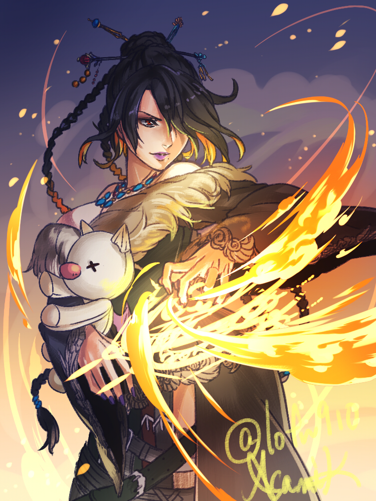 1girl, bare_shoulders, belt, black_belt, black_dress, black_hair, braid, breasts