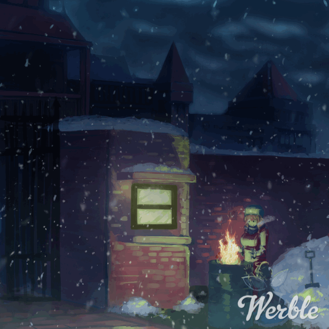 2girls, animated, animated_gif, barrel, breath, brick_wall, building, castle