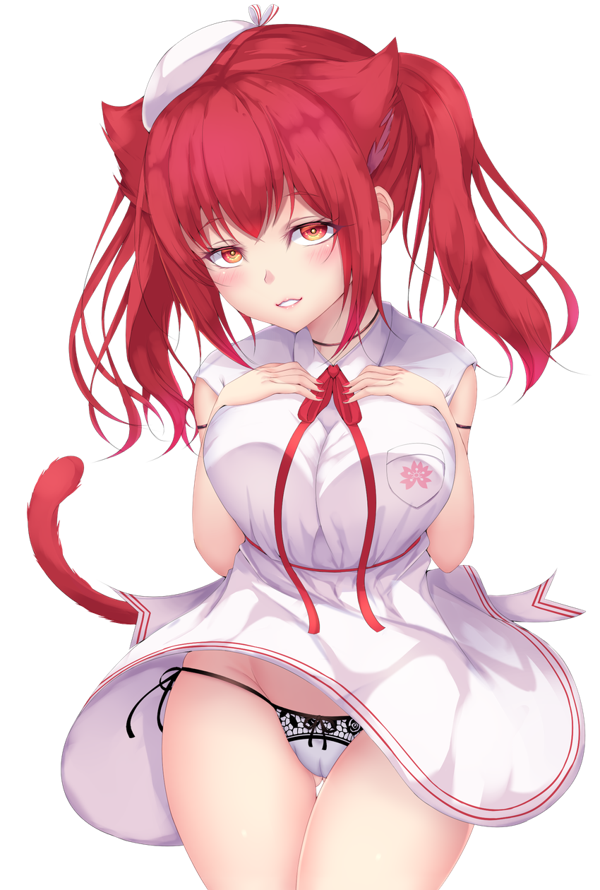 1girl, animal_ears, azur_lane, beret, blush, breasts, cameltoe, cat_ears