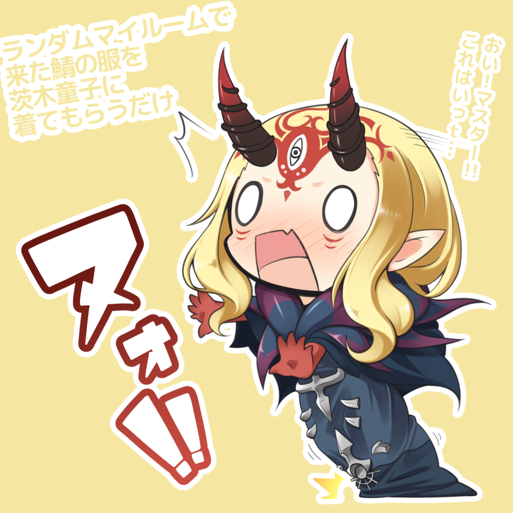 0_0, 1girl, ^^^, black_robe, blonde_hair, blush, chibi, commentary_request
