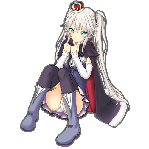 1girl, arm_warmers, black_cape, black_thighhighs, blue_eyes, blue_footwear, blush, cape