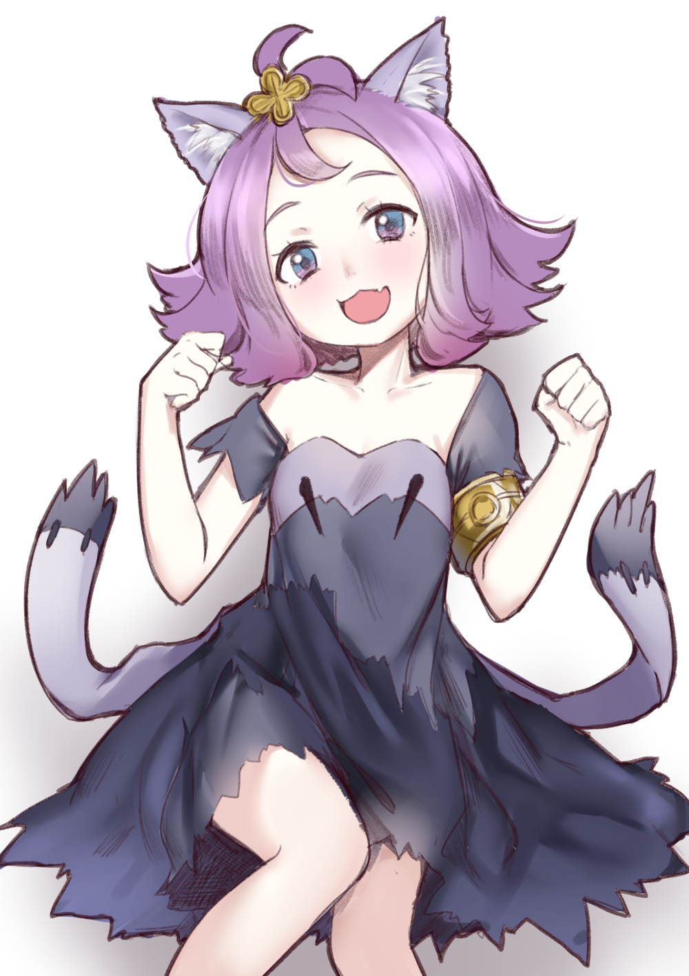 1girl, acerola_(pokemon), animal_ears, armlet, cat_ears, dress, elite_four, female_focus