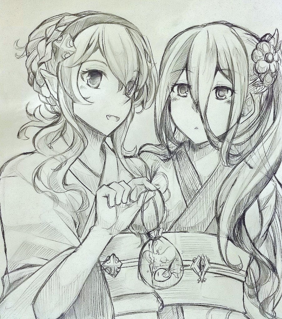 2girls, azura_(fire_emblem), braid, female_corrin_(fire_emblem), fire_emblem, fire_emblem_fates, fire_emblem_heroes, fish