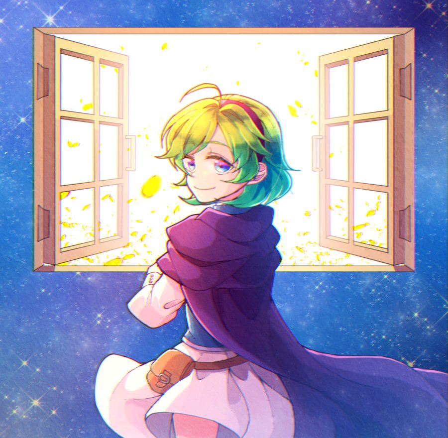 1girl, ahoge, blue_eyes, cloak, female_focus, fire_emblem, fire_emblem:_the_blazing_blade, green_hair