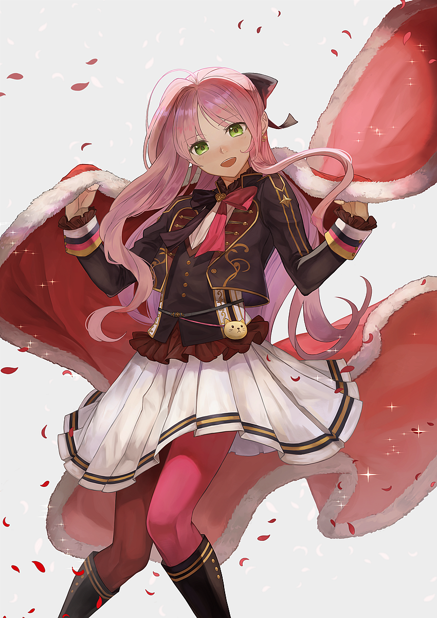 1boy, blush, boots, cape, crossdressing, crossdressing_(mtf), green_eyes, hair_ribbon