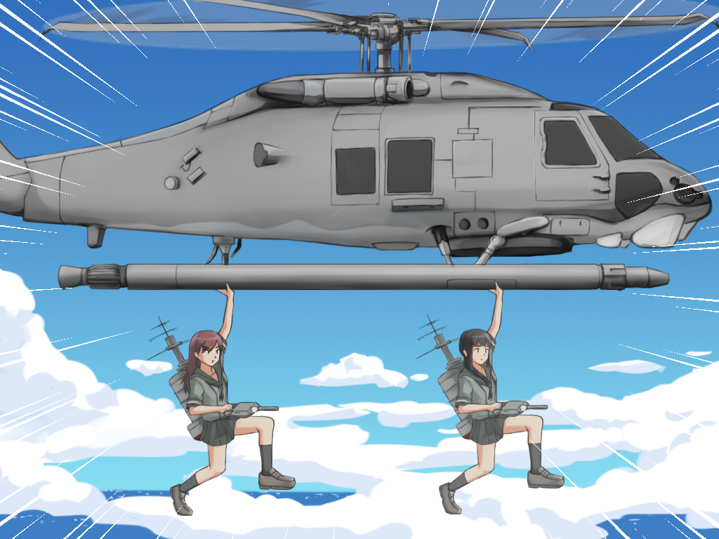 aircraft, anatamo, bad_id, bad_pixiv_id, black_hair, blunt_bangs, braid, brown_hair