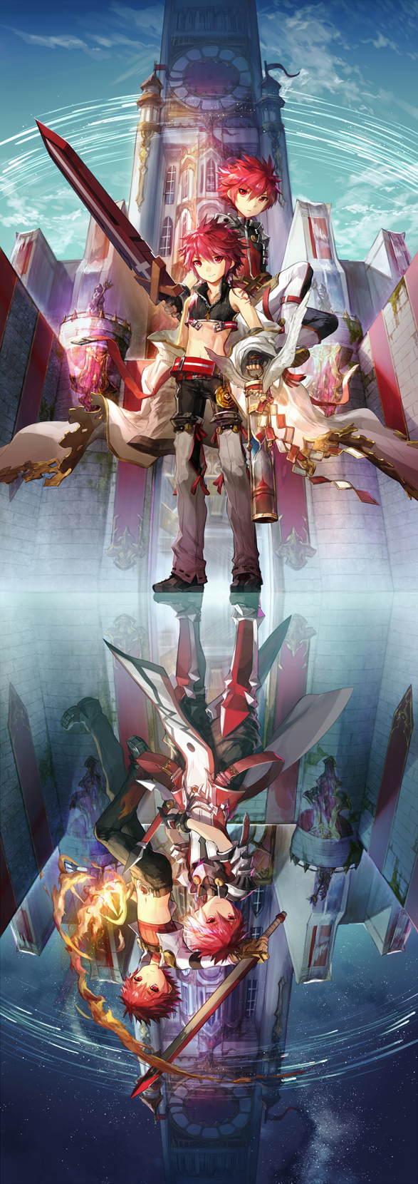 4boys, armor, armored_boots, boots, cloak, day, elsword, elsword_(character)