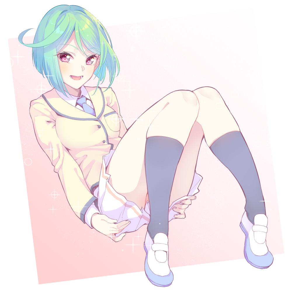 10s, 1girl, ass_grab, black_socks, blush, bouzu_(bonze), breasts, commentary_request