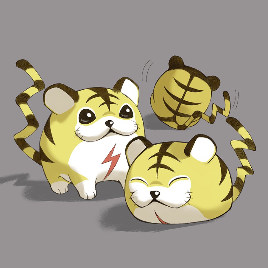 artist_request, closed_eyes, grey_background, kotora_(pokemon), nintendo, no_humans, pokemon, pokemon_(creature)