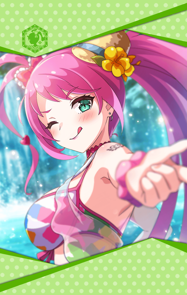 1girl, aqua_eyes, artist_request, bikini, bow, breasts, choker, crescent