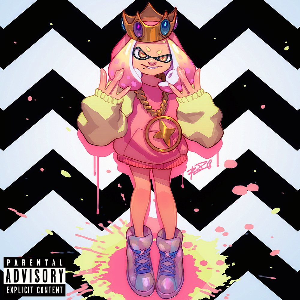 1girl, album_cover, alternate_costume, bad_id, bad_twitter_id, cephalopod_eyes, chain, commentary