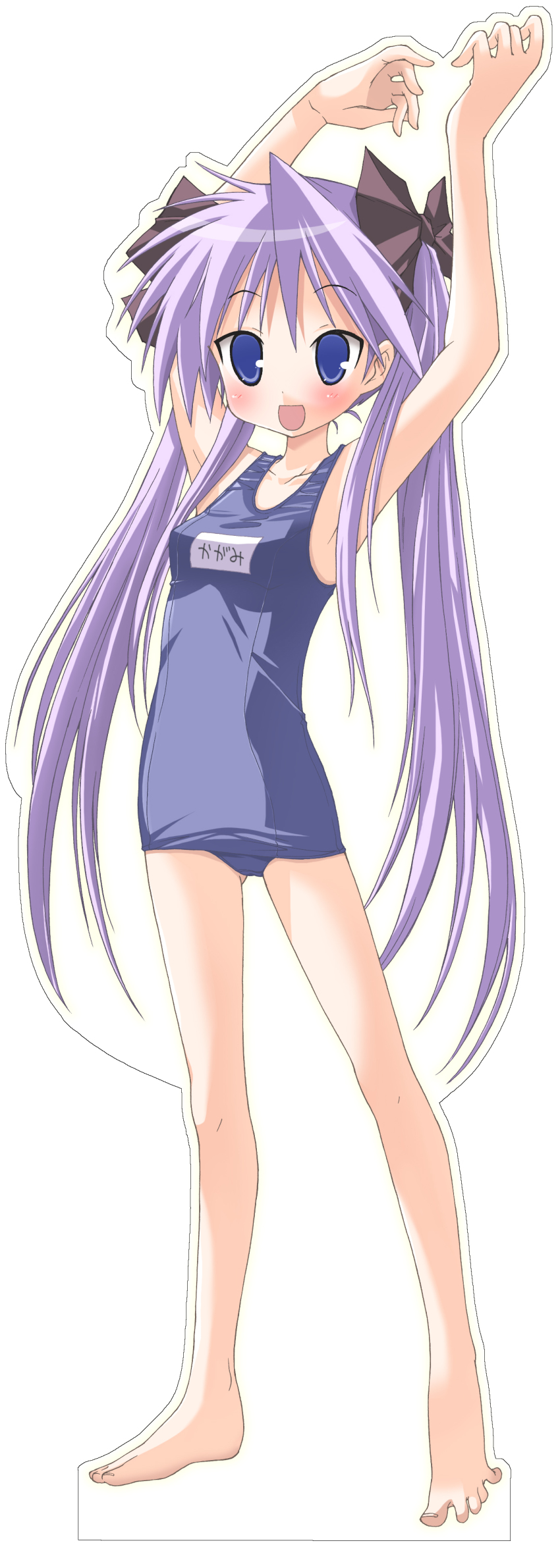 00s, 1girl, absurdres, arms_up, artistic_error, barefoot, blue_eyes, character_cutout