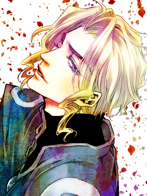 1boy, blonde_hair, blue_eyes, choukoumei, hair_intakes, houshin_engi, kyouko_(roughplus), male_focus