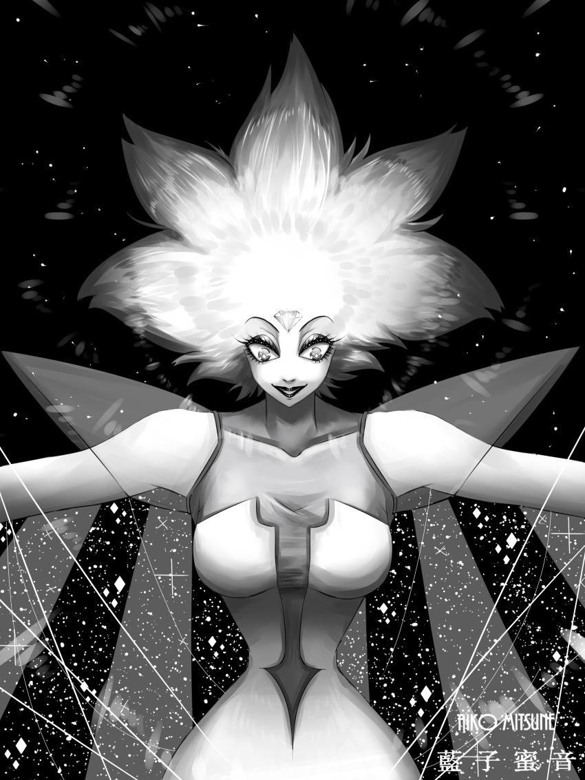 absurdres, colored_skin, greyscale, highres, monochrome, self-upload, solo, steven_universe