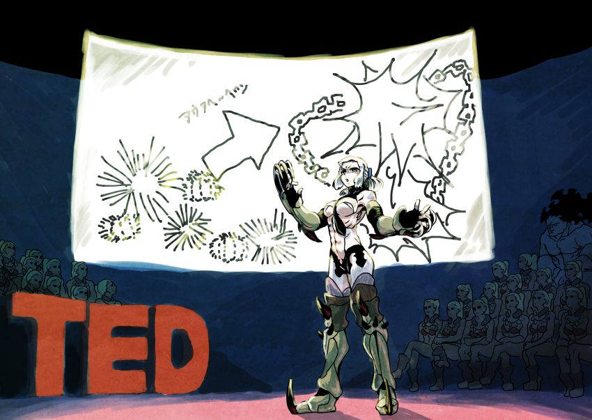 abs, armored_boots, black_gloves, black_neckwear, boots, breasts, character_request, fate/grand_order