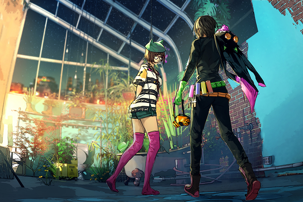 2girls, animal_hat, bath, belt, beret, black_hair, boots, braid