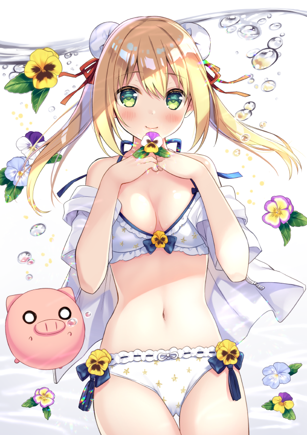 1girl, air_bubble, animal, anzu_(sumisaki_yuzuna), bad_id, bad_pixiv_id, bare_shoulders, bikini