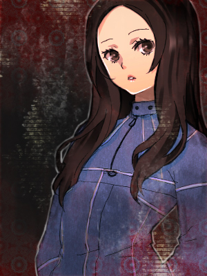 bad_id, bad_pixiv_id, brown_eyes, brown_hair, long_hair, lowres, mot, shin_megami_tensei