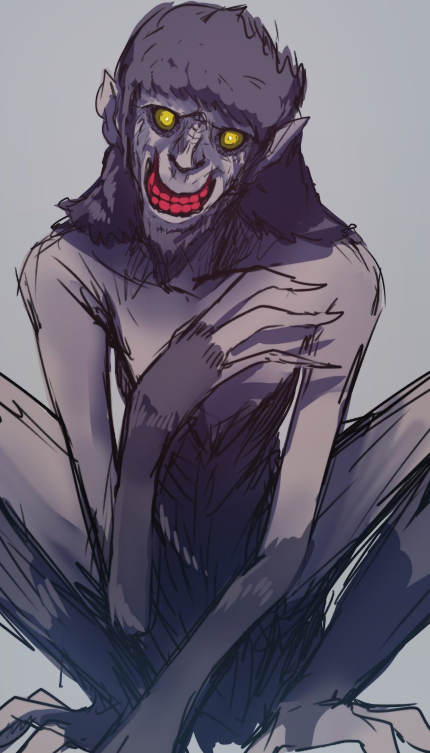 absurdres, bad_id, bad_twitter_id, colored_skin, colored_teeth, commentary_request, evil_grin, evil_smile