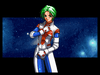 1girl, blazing_star, bodysuit, cowboy_shot, female_focus, gloves, green_hair, looking_at_viewer
