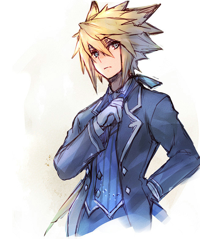 1boy, alternate_costume, animal_ears, arm_behind_back, blonde_hair, blue_eyes, butler, chung_seiker